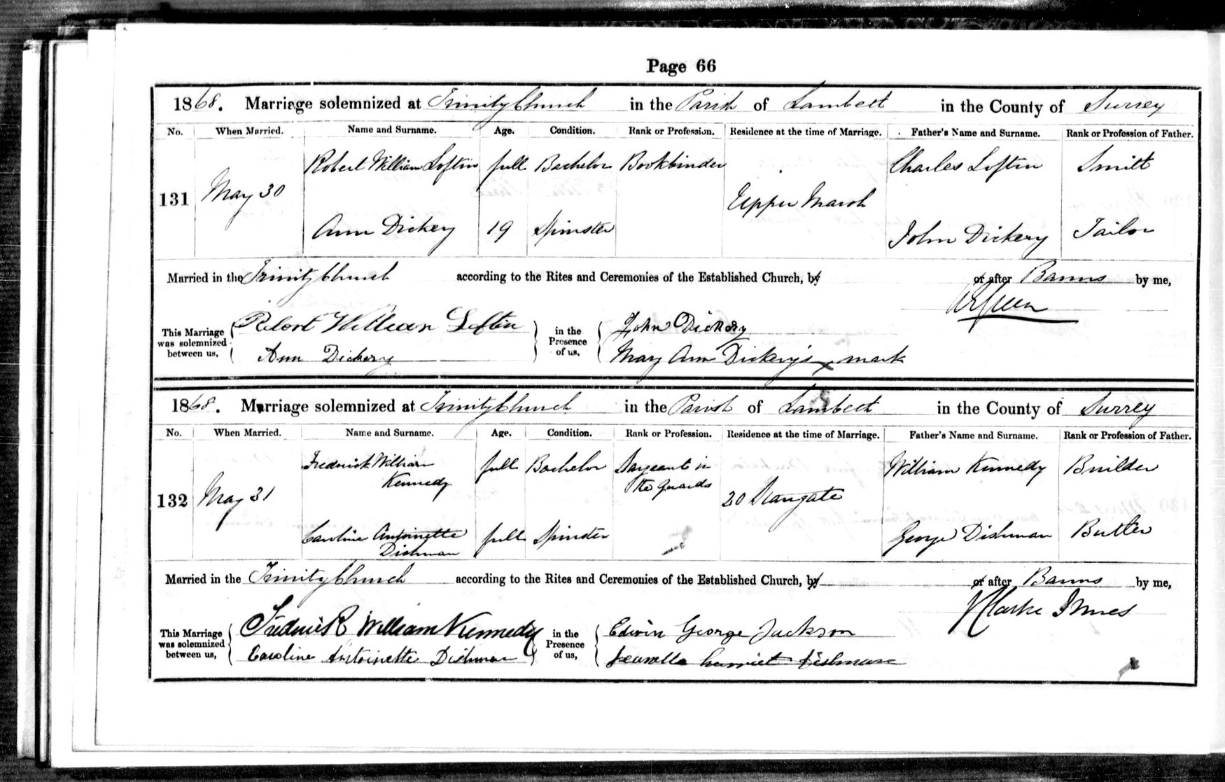 1868 marriage of Anne Dickey to Robert William Loftin